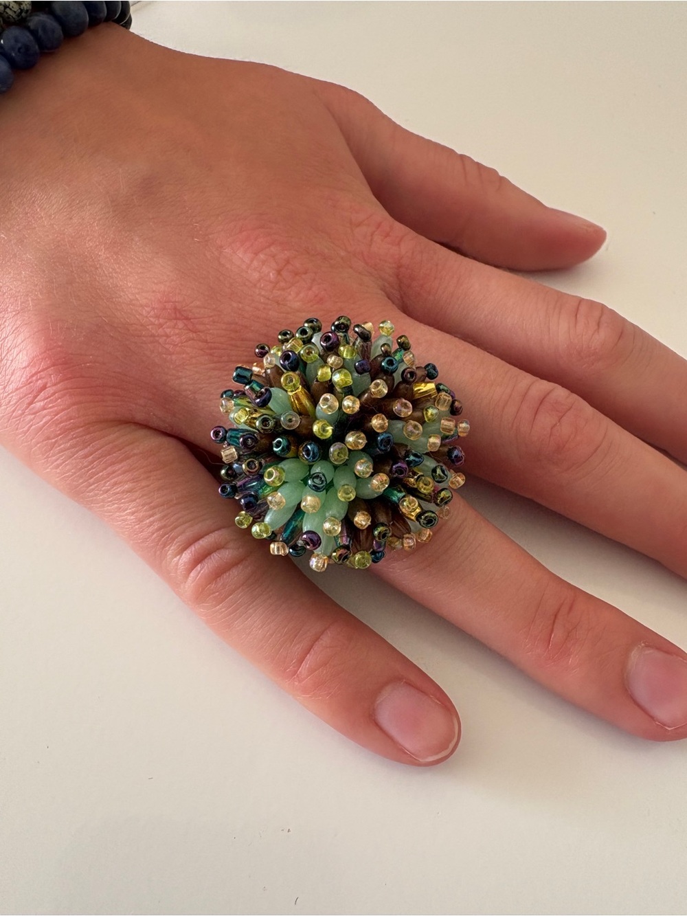 Stretch Beaded Cocktail Ring